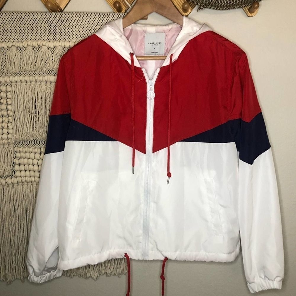 Angel Kiss Red White Blue Colorblock Windbreaker M